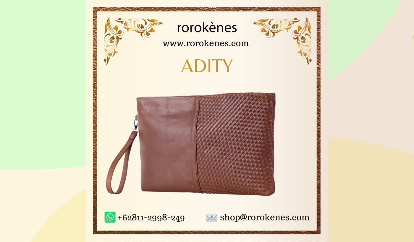 Tas Anyaman Kulit Asli Clutch Adity untuk Pria dan Wanita